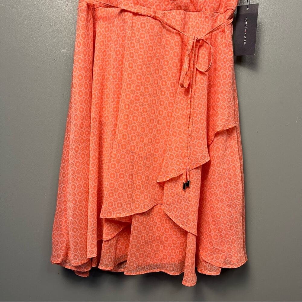NWT Tommy Hilfiger Ruffle Sleeve Wrap Style Dress Coral Size 8 - Picture 4 of 14
